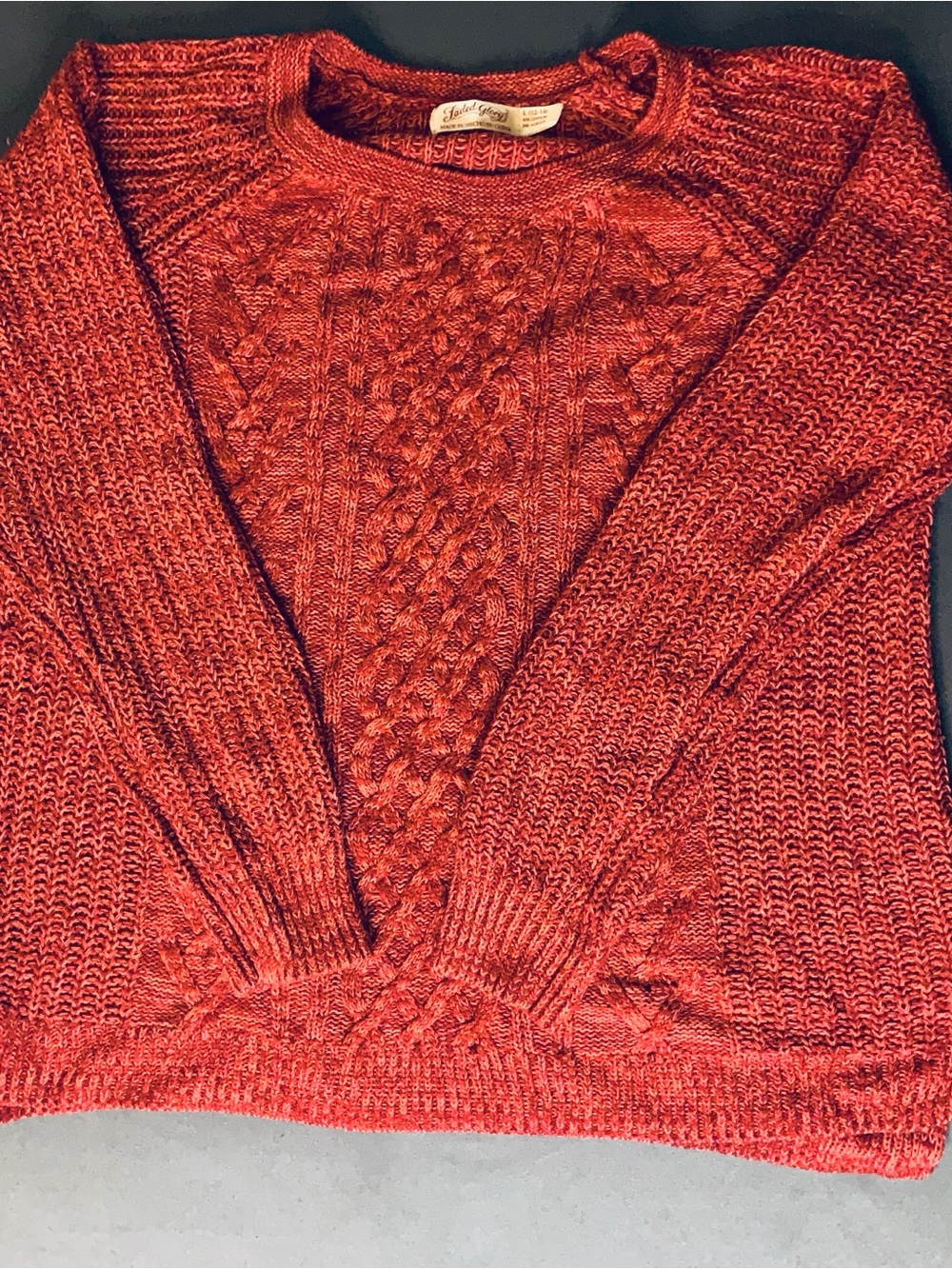 Women’s L Faded Glory Red Cable Knit Crewneck Sweater